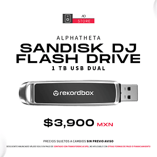 Alphatheta SanDisk DJ Flash Drive de 1 TB USB Dual