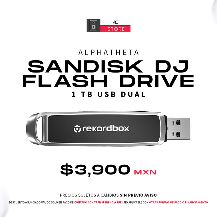 Alphatheta SanDisk DJ Flash Drive de 1 TB USB Dual 1