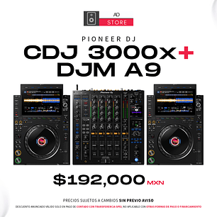 Pioneer DJ CDJ 3000X (2 Piezas) + Pioneer DJ DJM A9 Cabina Completa