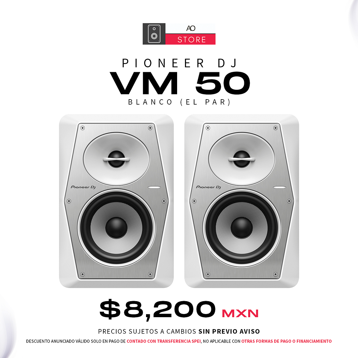 Pioneer DJ VM 50 Blanco Monitores de Estudio (2 Piezas) 1
