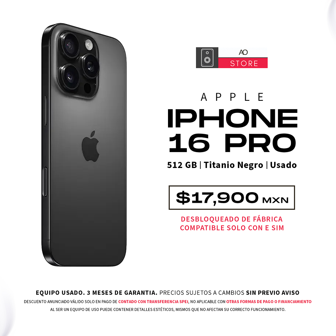 Apple iPhone 16 Pro 512gb Color Titanio Negro Equipo Usado 1