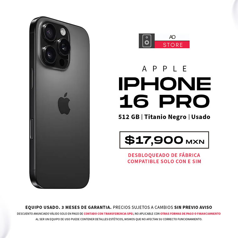 Apple iPhone 16 Pro 512gb Color Titanio Negro Equipo Usado 1