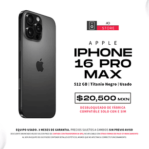 Apple iPhone 16 Pro Max 512gb Color Titanio Negro Equipo Usado
