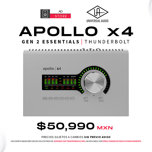 Universal Audio Apollo x4 Gen 2 Essentials + Edition Thunderbolt Interfaz de Audio