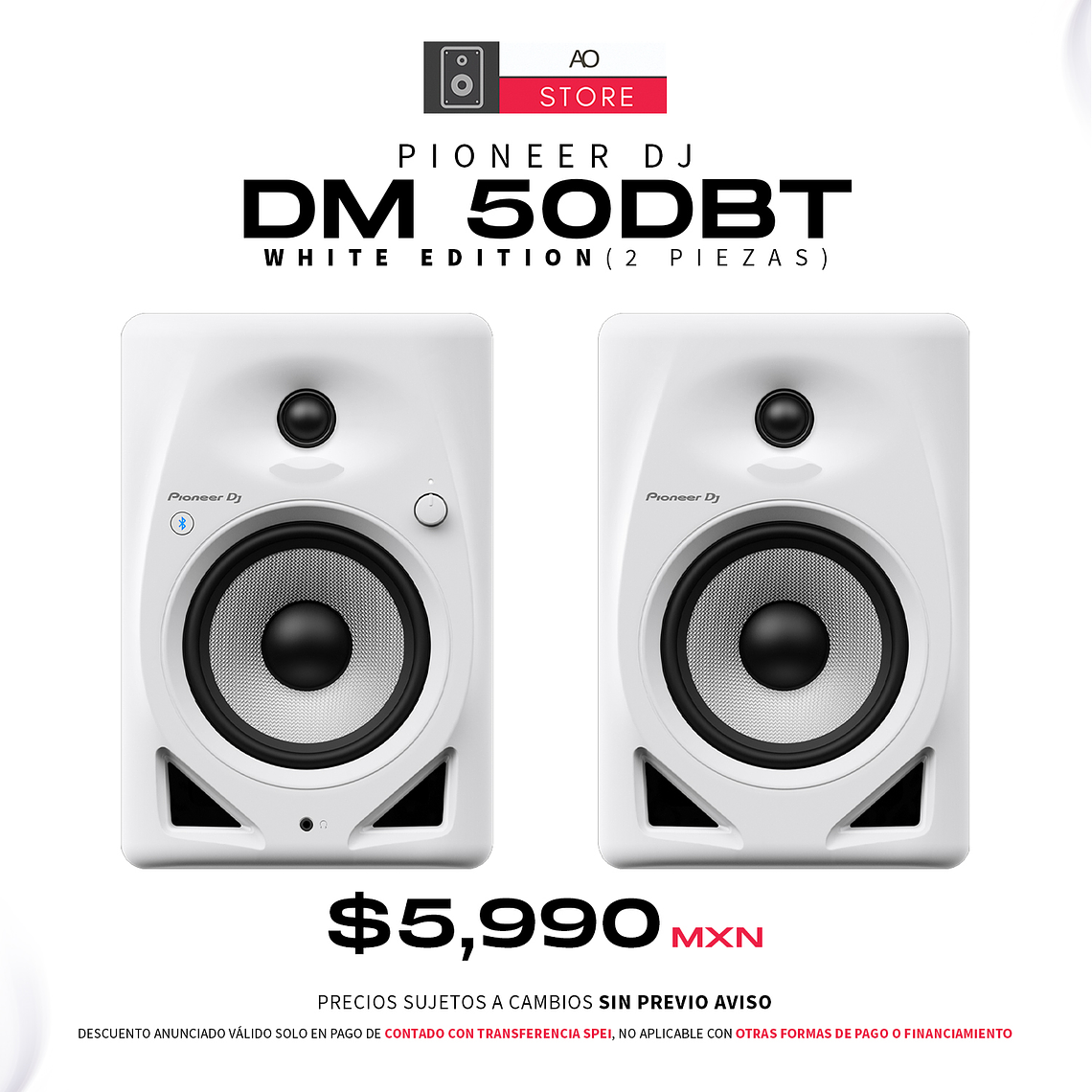 Pioneer DJ DM 50DBT White Monitores de Estudio (2 Piezas) 1