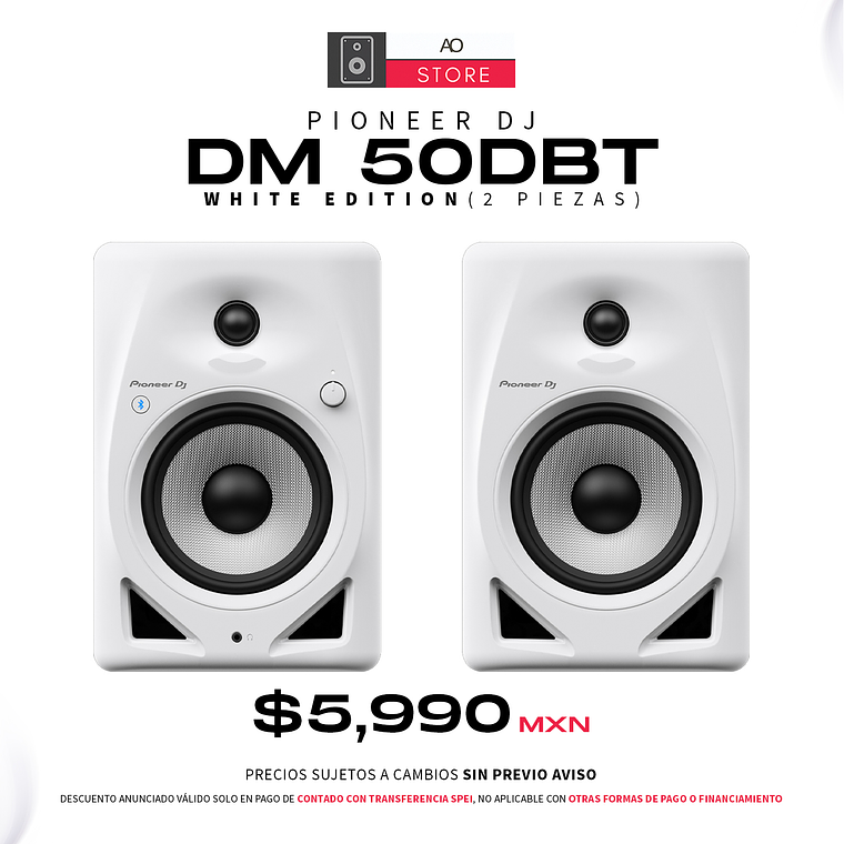 Pioneer DJ DM 50DBT White Monitores de Estudio (2 Piezas) 1