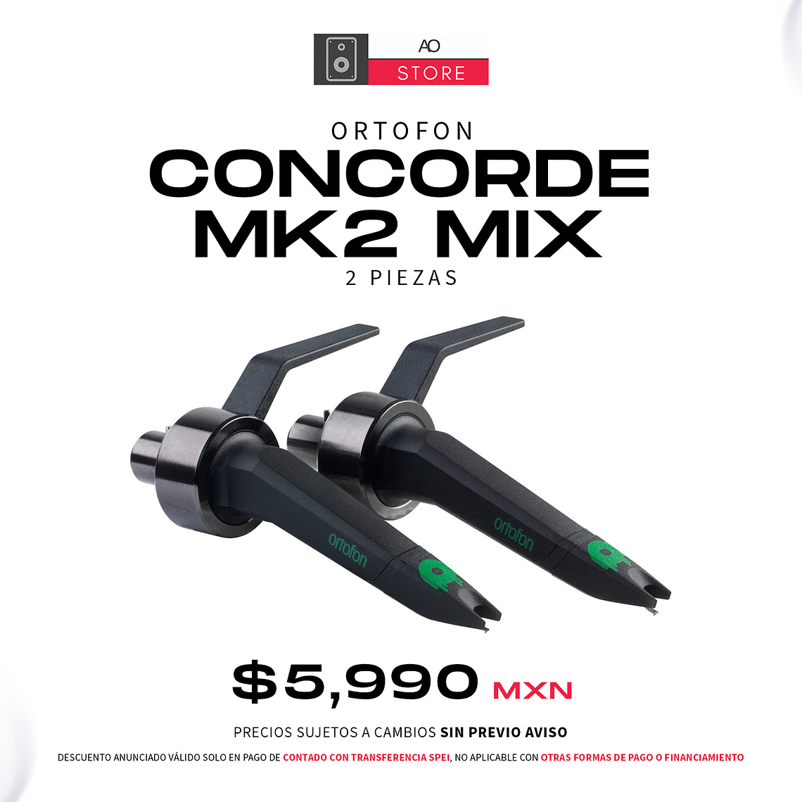 Ortofon Concorde Mk2 Mix Cartucho con Aguja para Tornamesa (2 Piezas) 1