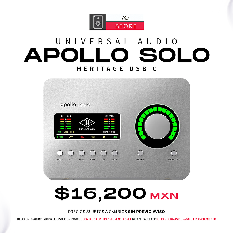 Universal Audio Apollo Solo Heritage USB C Interfaz de Audio 1