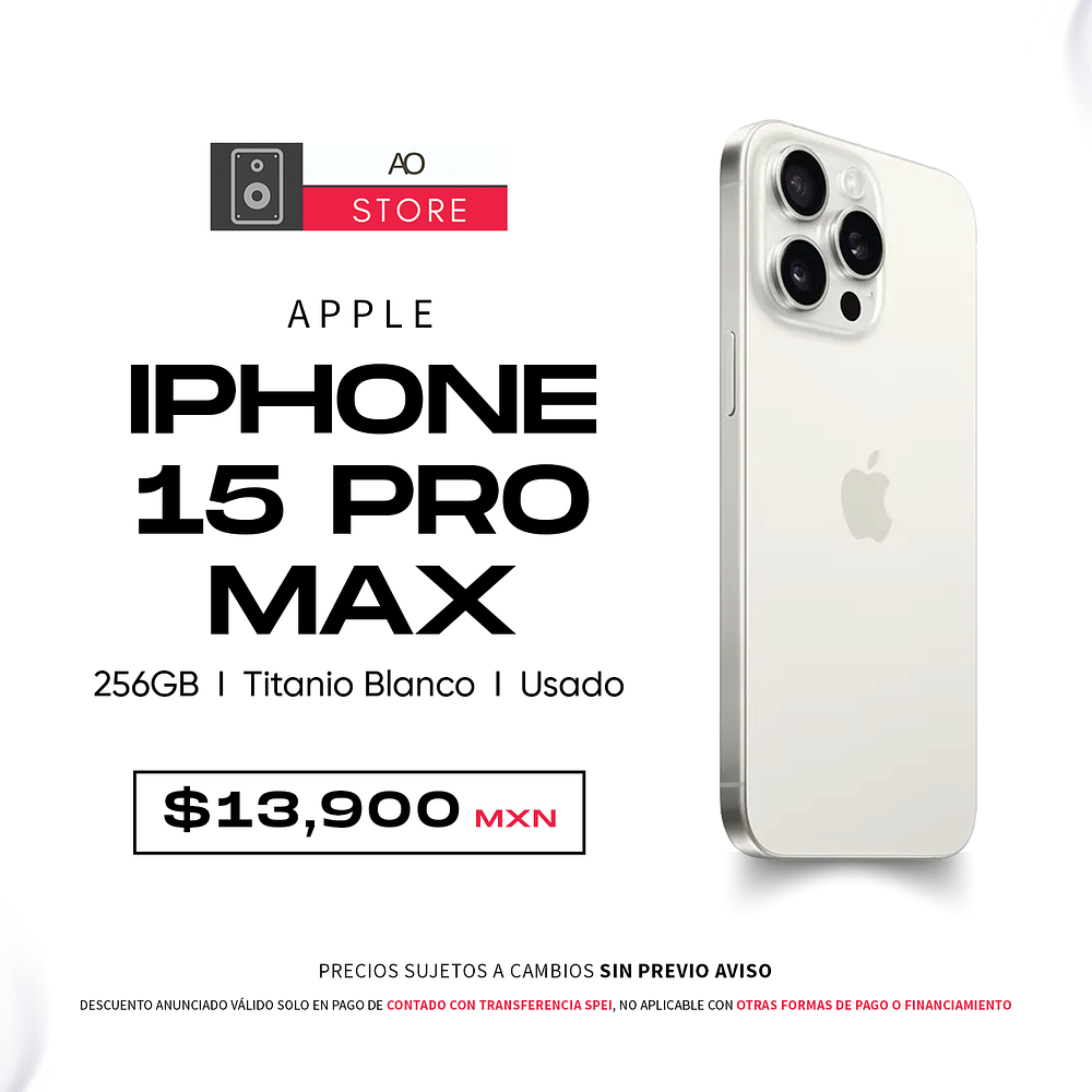 Apple iPhone 15 Pro Max 256gb Color Titanio Blanco Equipo Usado 
