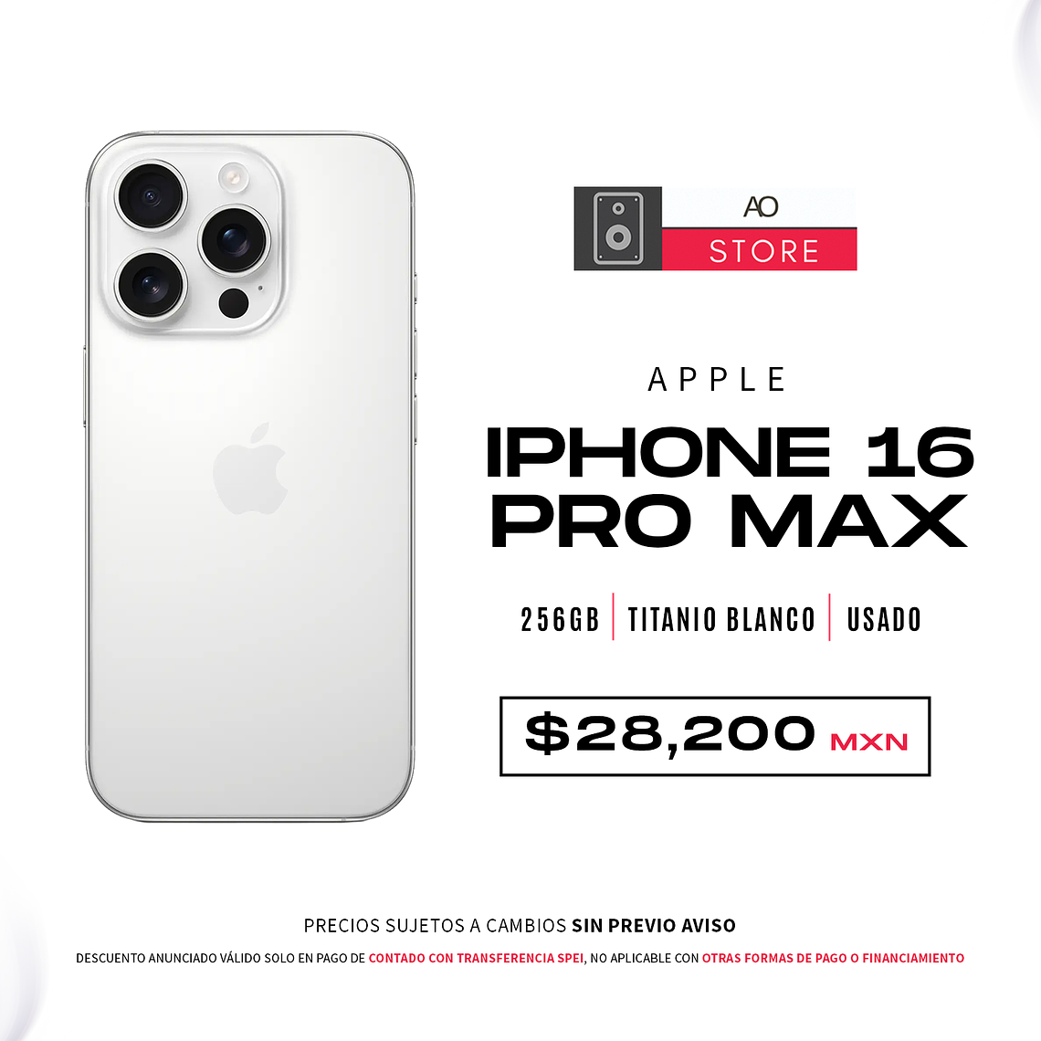 Apple iPhone 16 Pro Max 256gb Color Titanio Blanco Equipo Usado 1