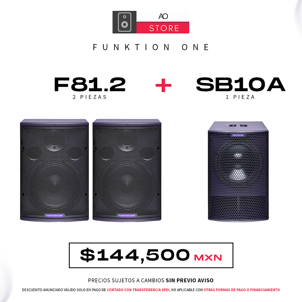 Funktion One F81.2 Bocina (2 Piezas) + SB10A Subwoofer Activo (1 Pieza) Sistema de Audio 