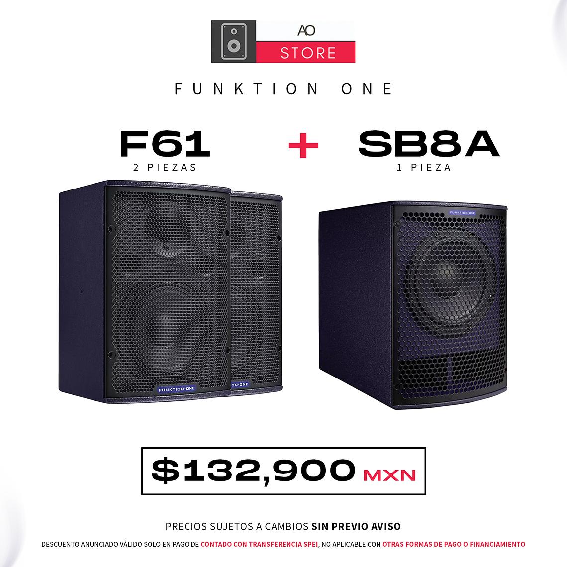 Funktion One F61 Bocina (2 Piezas) + SB8A Subwoofer Activo (1 Pieza) Sistema de Audio 1