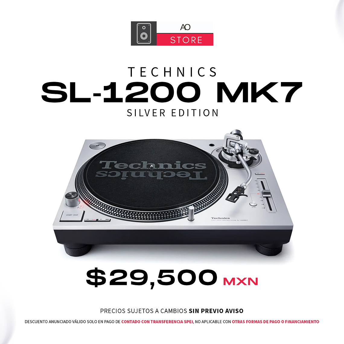 Technics SL 1200 MK7 Silver Tornamesa para DJ 1