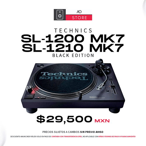 Technics SL 1200 MK7 / SL 1210 MK7 Black Tornamesa para DJ