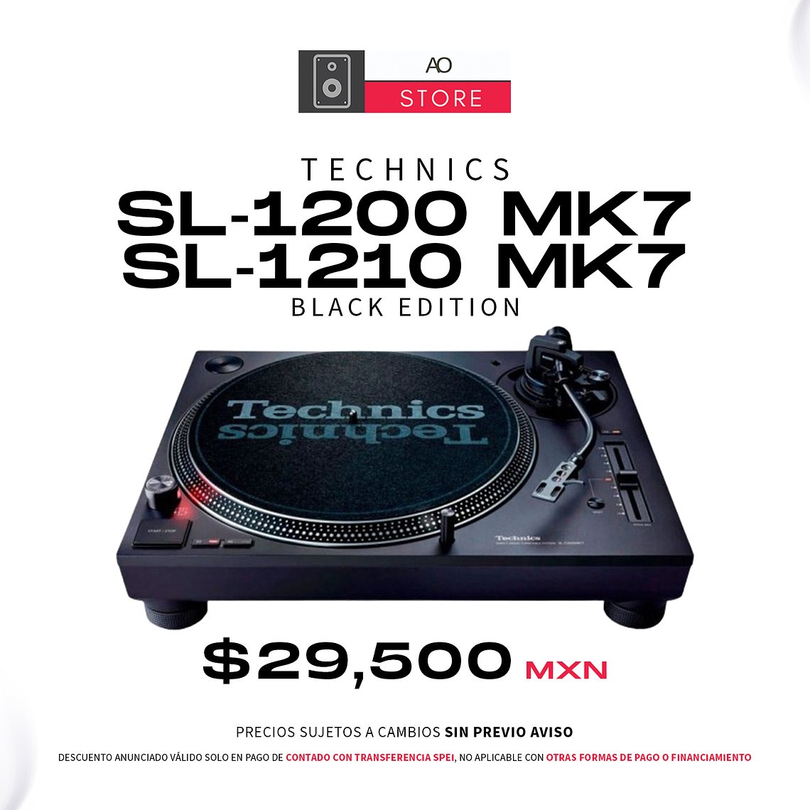 Technics SL 1200 MK7 / SL 1210 MK7 Black Tornamesa para DJ 1