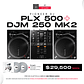 Pioneer DJ PLX 500 Tornamesa para DJ (2 Piezas) + DJM 250 Mk2 Mezcladora para DJ + De Regalo Pioneer DJ RB VD2 Vinilos de Control Cabina Completa - Miniatura 1