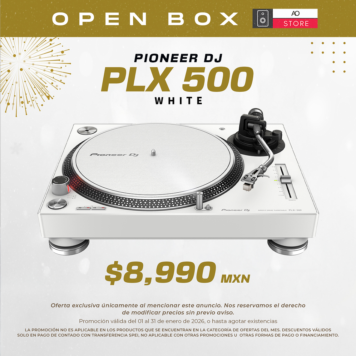 Pioneer DJ PLX 500 White Tornamesa para DJ Open Box 1