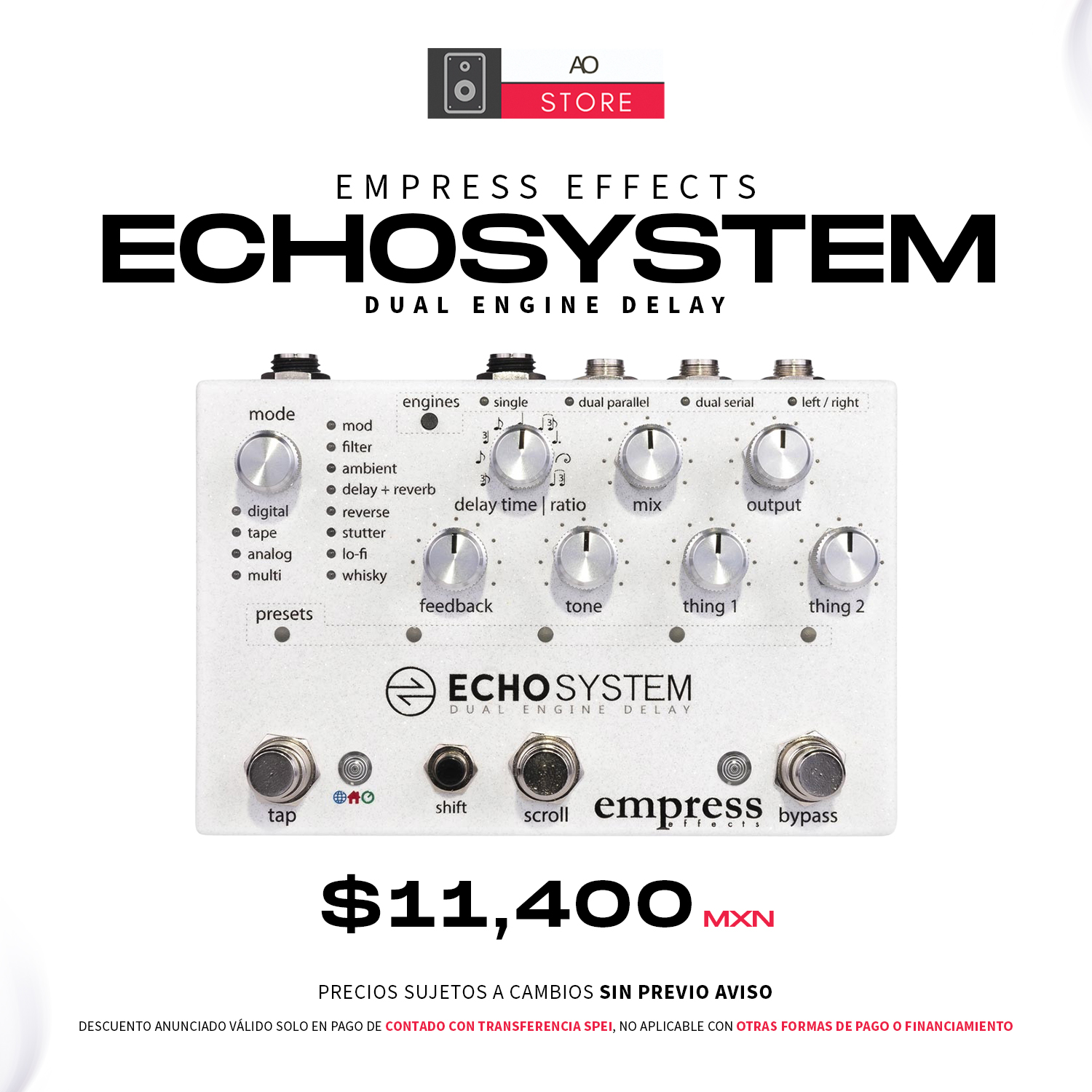 Empress Effects Echosystem Pedal Delay y Reverb