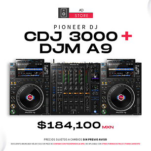 Pioneer DJ CDJ 3000 (2 Piezas) + Pioneer DJ DJM A9 Cabina Completa