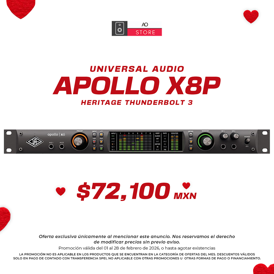 Universal Audio Apollo X8p Edición Heritage Thunderbolt 3 Interfaz de Audio 1