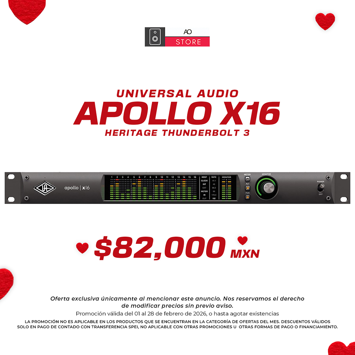Universal Audio Apollo X16 Heritage Thunderbolt 3 Interfaz de Audio 1