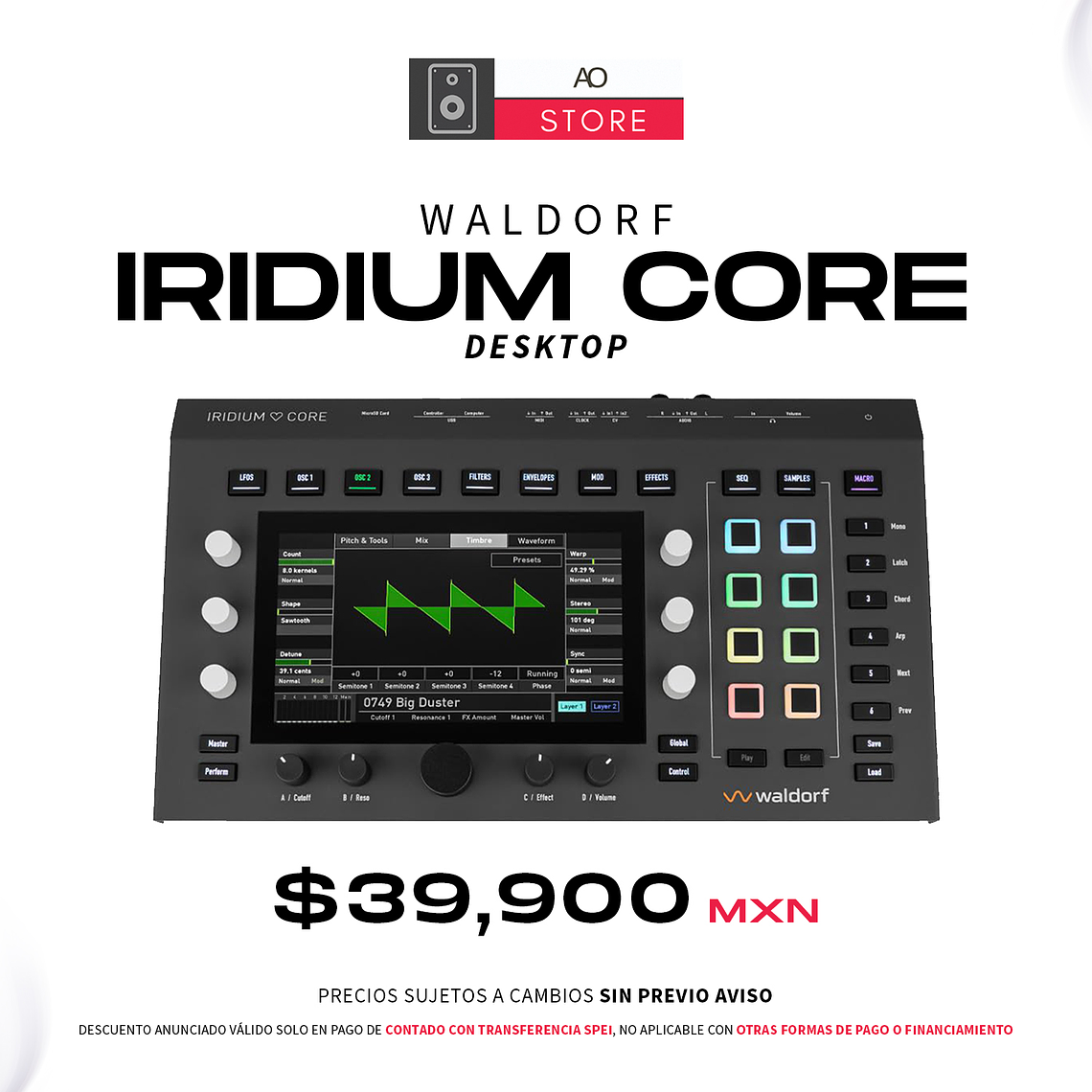 Waldorf Iridium Core Desktop Sintetizador Polifónico 1