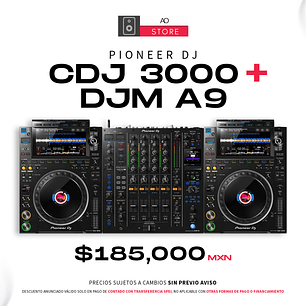 Pioneer DJ CDJ 3000 (2 Piezas) + Pioneer DJ DJM A9 Cabina Completa
