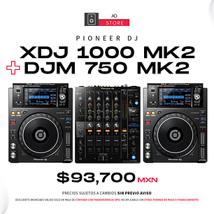 Pioneer DJ XDJ 1000 Mk2 (2 Piezas) + Pioneer DJ DJM 750 Mk2 Cabina Completa