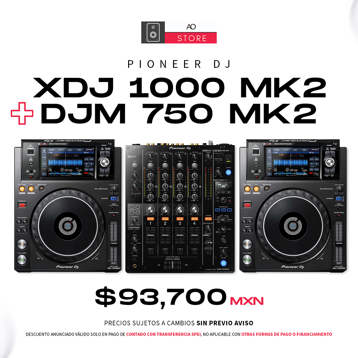 Pioneer DJ XDJ 1000 Mk2 (2 Piezas) + Pioneer DJ DJM 750 Mk2 Cabina Completa 1