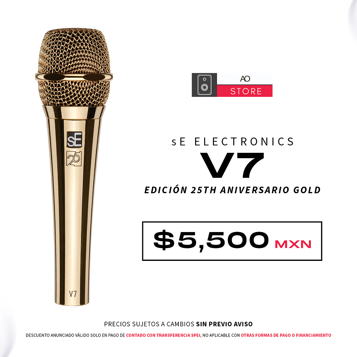 sE Electronics V7 Edición 25th Aniversario Gold Micrófono Dinámico Supercardiode 1