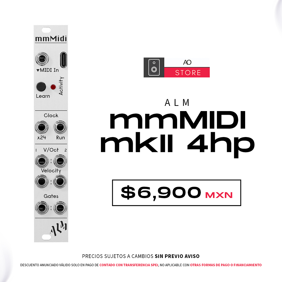 ALM Busy Circuits mmMIDI mkII 4hp Convertidor MIDI a CV 1