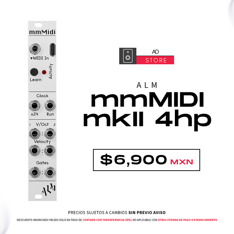 ALM Busy Circuits mmMIDI mkII 4hp Convertidor MIDI a CV 1