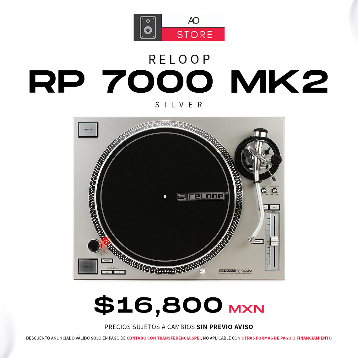 Reloop RP 7000 Mk2 Silver Tornamesa para DJ 1