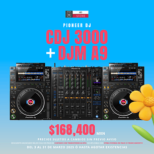 Pioneer DJ CDJ 3000 (2 Piezas) + Pioneer DJ DJM A9 Cabina Completa