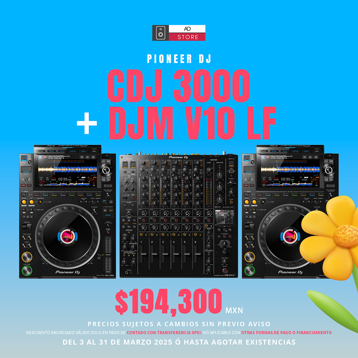 Pioneer DJ CDJ 3000 (2 Piezas) + Pioneer DJ DJM V10 LF Cabina Completa 2