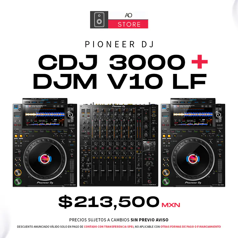 Pioneer DJ CDJ 3000 (2 Piezas) + Pioneer DJ DJM V10 LF Cabina Completa 2