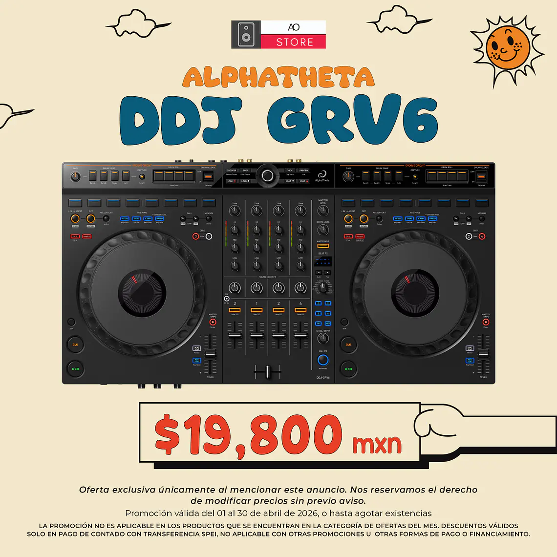 AlphaTheta DDJ GRV6 Controlador para DJ de 4 Canales  1