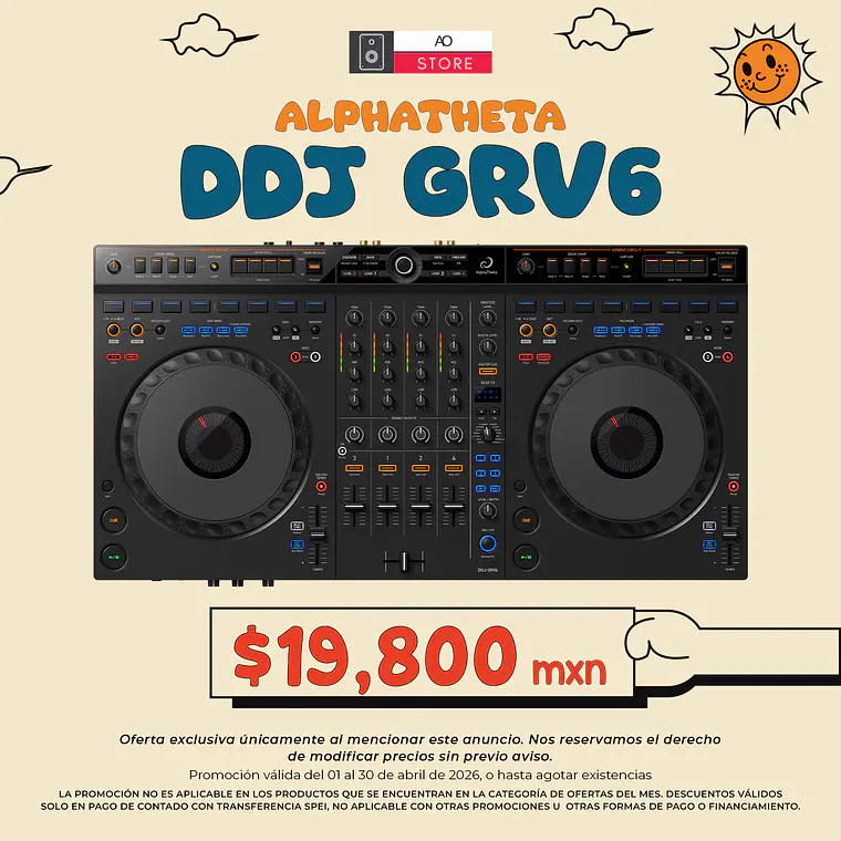 AlphaTheta DDJ GRV6 Controlador para DJ de 4 Canales  1