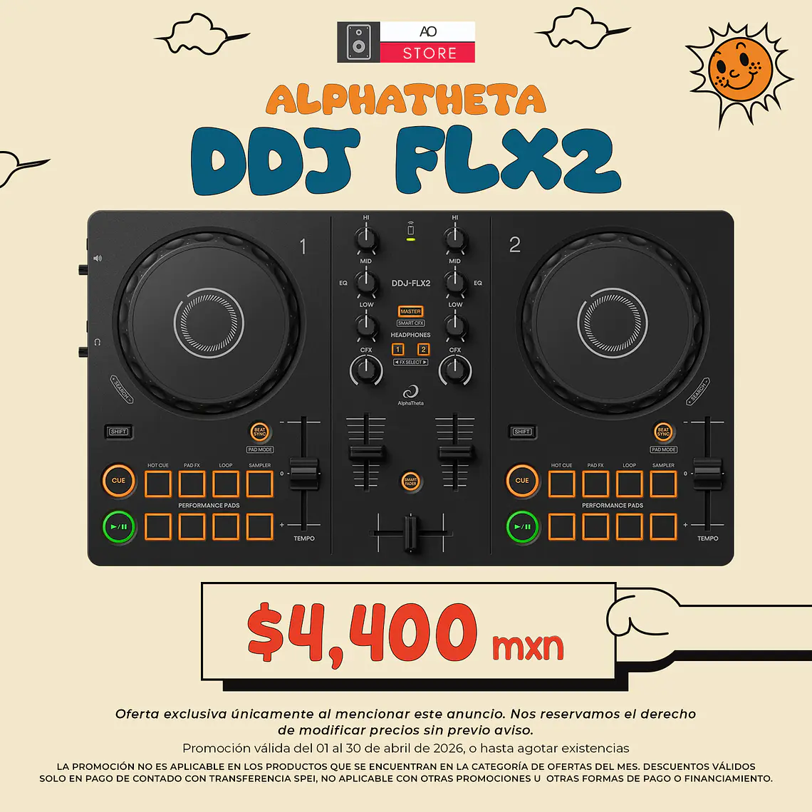 Alphatheta DDJ FLX2 Controlador para DJ de 2 Canales 1