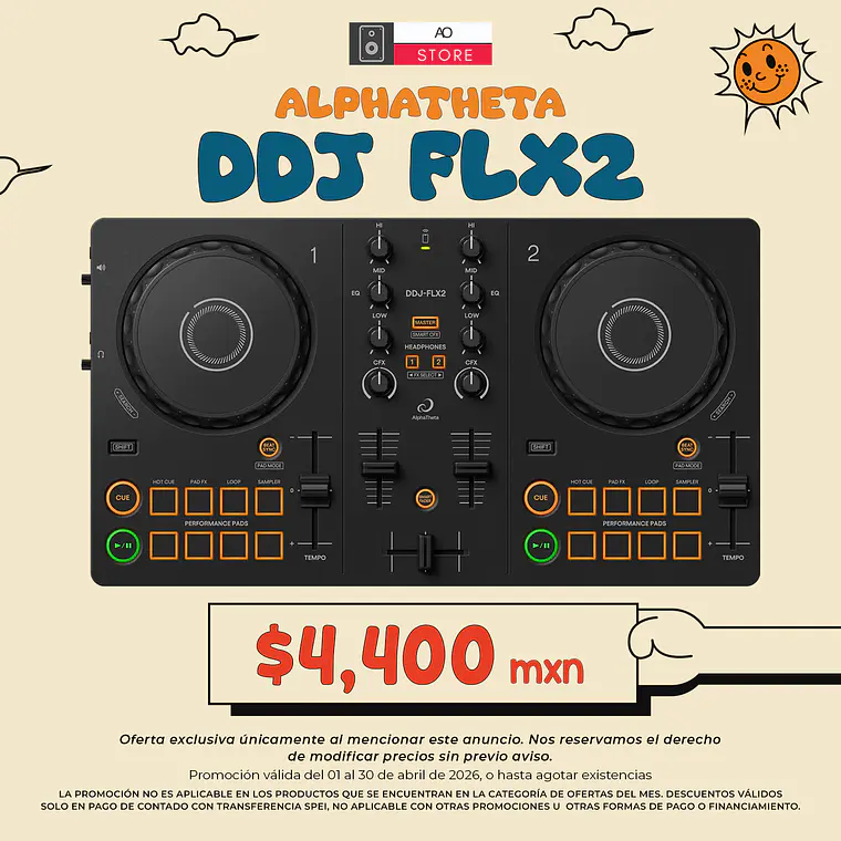 Alphatheta DDJ FLX2 Controlador para DJ de 2 Canales 1