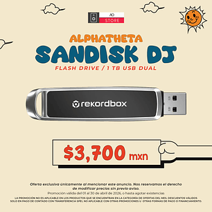 Alphatheta SanDisk DJ Flash Drive de 1 TB USB Dual
