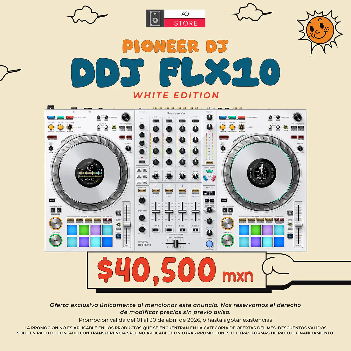 Pioneer DJ DDJ FLX10 Edición Limitada White Controlador para DJ de 4 Canales 1
