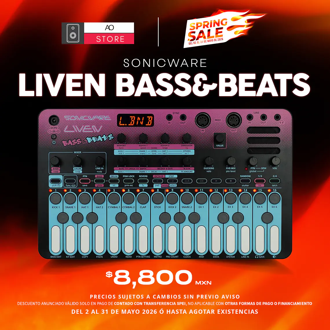 Sonicware Liven Bass&Beats Sintetizador Wavetable Bass y Caja de Ritmos 1