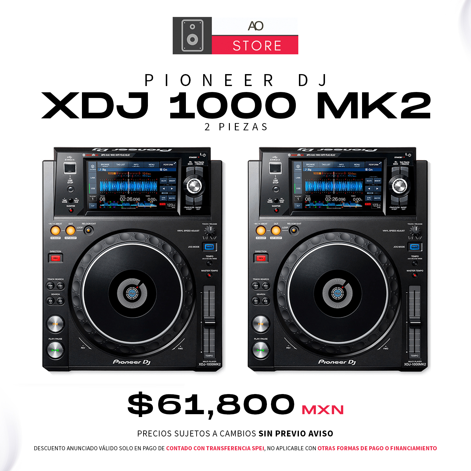 Pioneer DJ XDJ 1000 Mk2 Reproductores para DJ (2 Piezas)