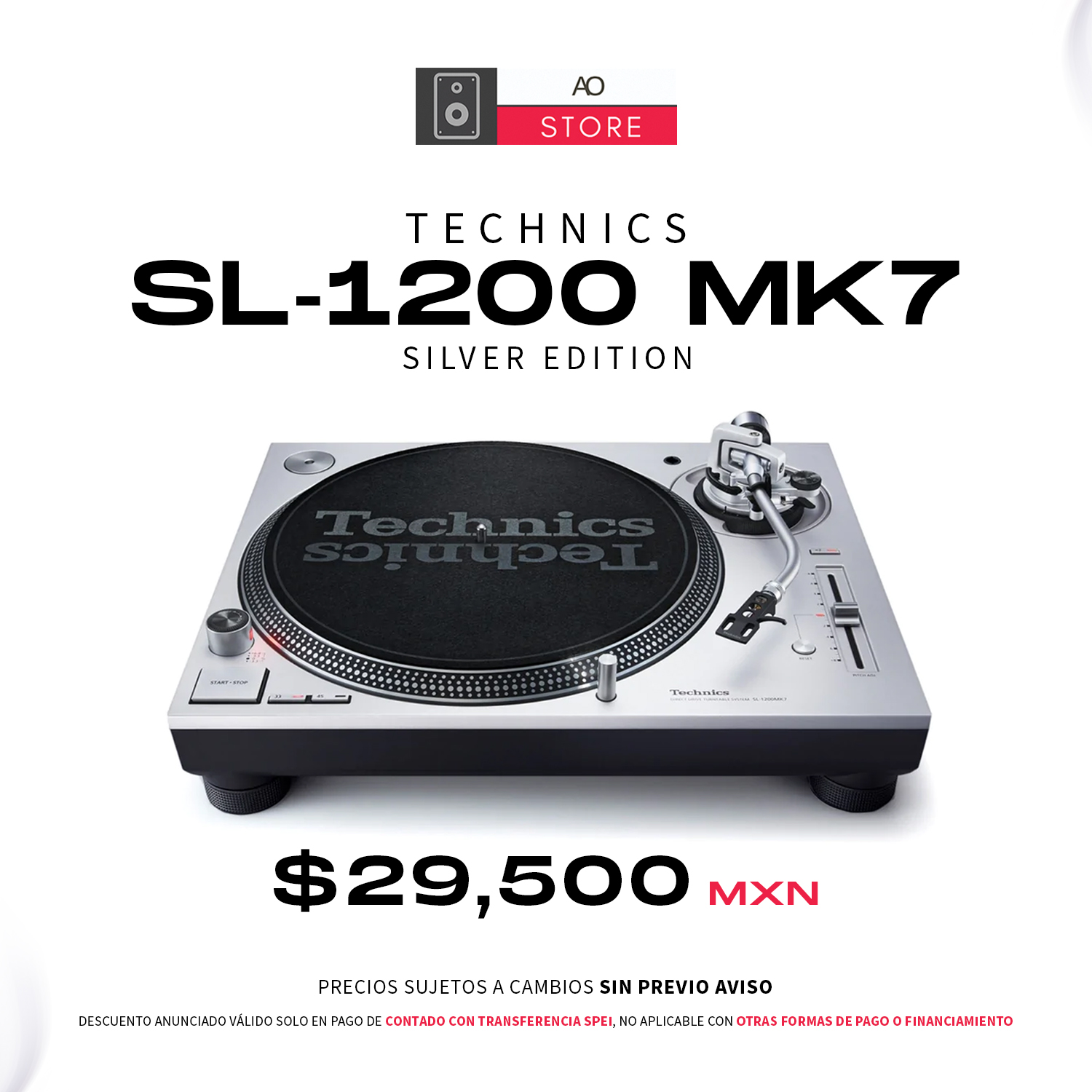 TECHNICS SL-1200MK7R / SL-1210MK7R Silver Edition Tornamesa
