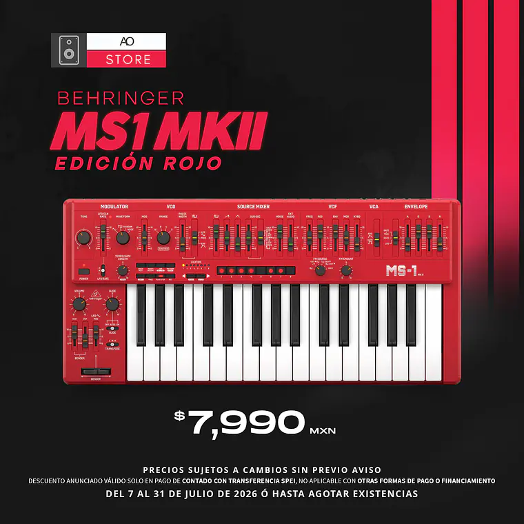 Behringer MS1 MKII Edición Rojo Sintentizador Analógico  1