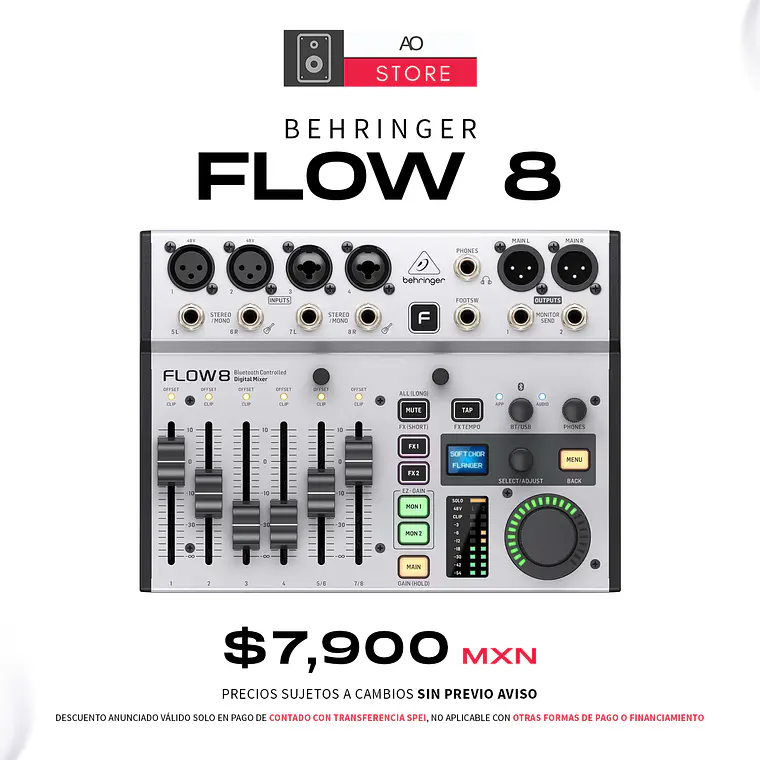 Behringer Flow 8 Mezcladora Digital con Bluetooth 1