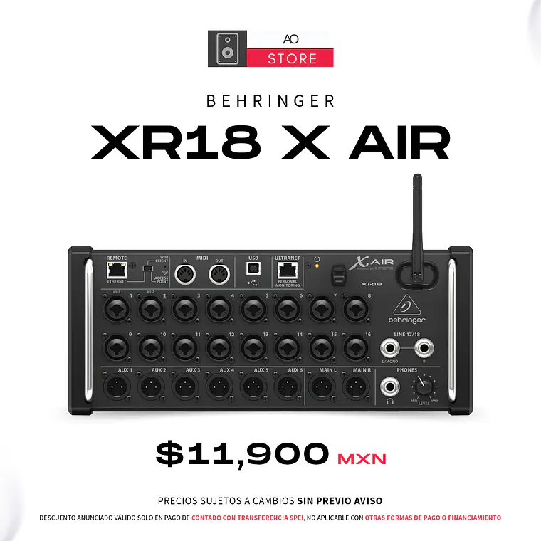Behringer XR18 X AIR Mezcladora Digital de 18 Canales 1
