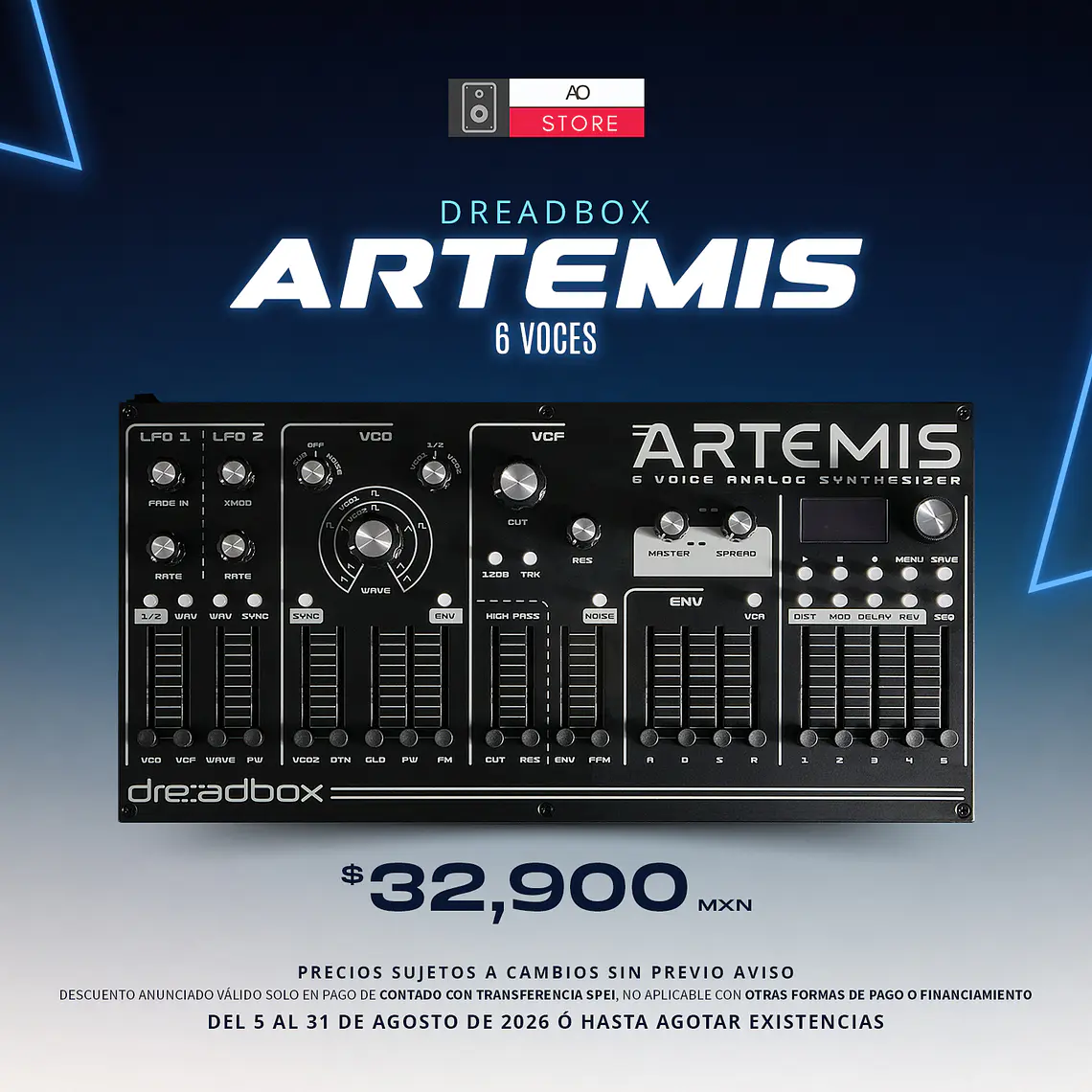Dreadbox Artemis Desktop Sintetizador Polifónico Analógico de 6 Voces 2