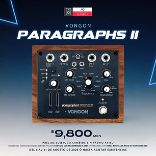 Vongon Paragraphs II Pedal de Filtro y Modulación Estéreo 